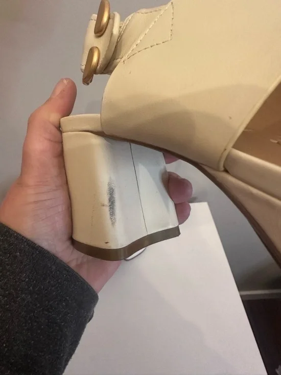 AEROSOLES Cream Block Heel Sandals - Picture 5 of 7